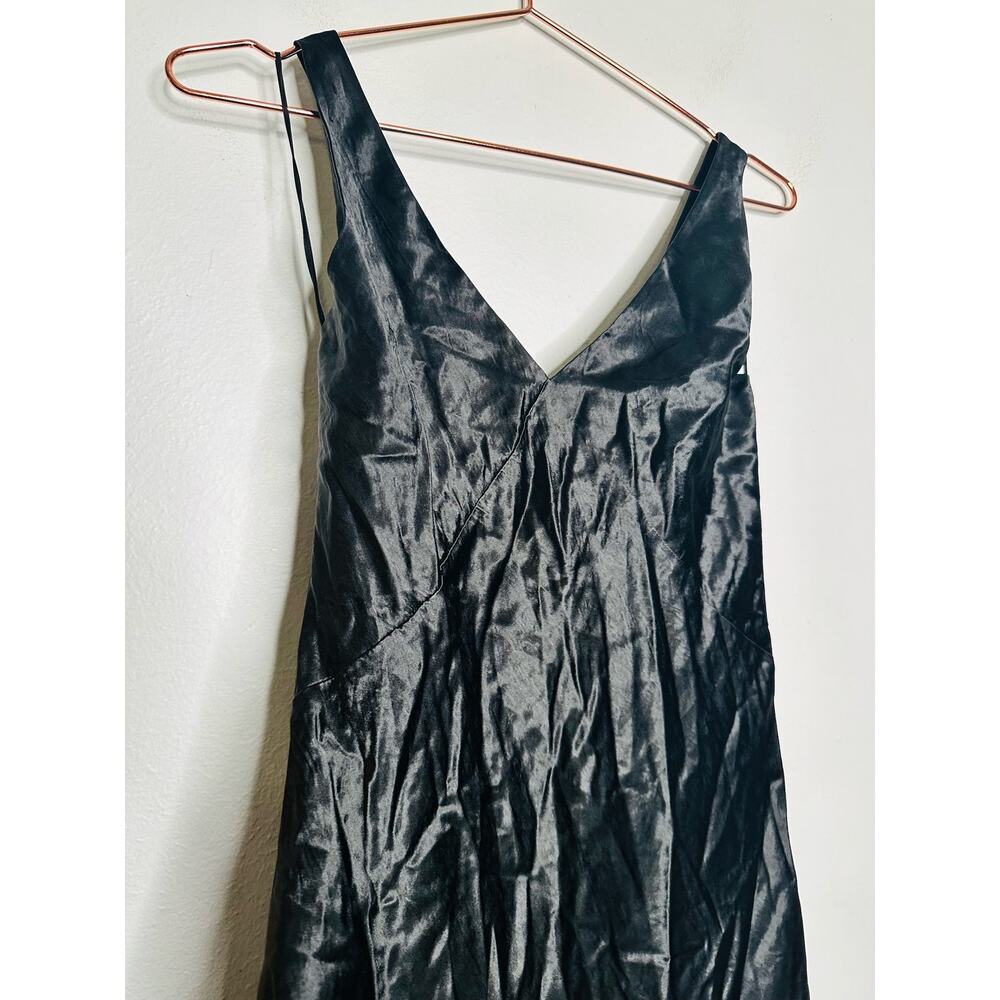 VINCE Black Satin V-Neck Maxi Slip Dress Size Extra Small - Picture 8 of 10